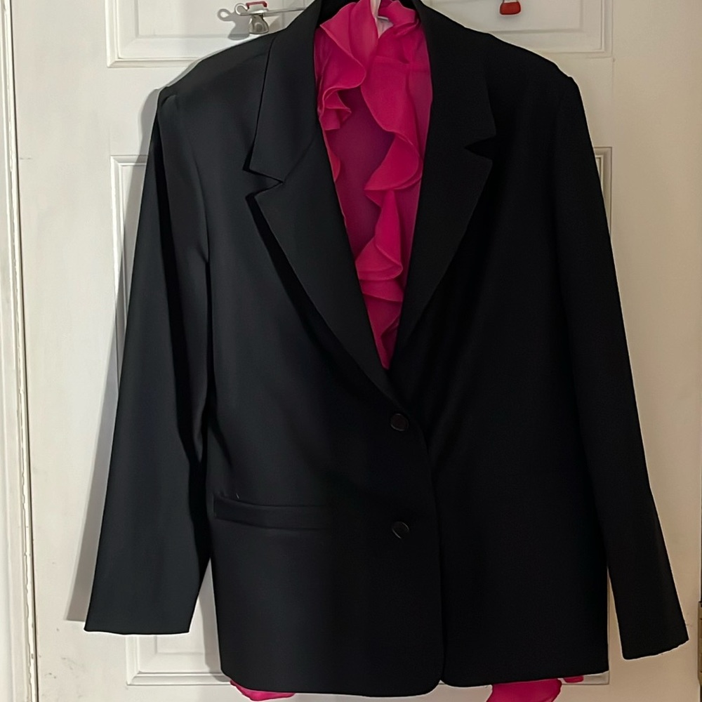 Alfred Dunner size 10 black 2 button blazer with pockets classic jacket NWOT